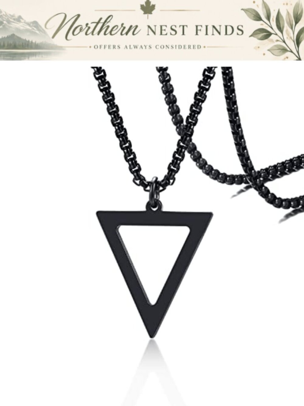 Stainless Steel Inverted Triangle Necklace with 60cm Box Chain